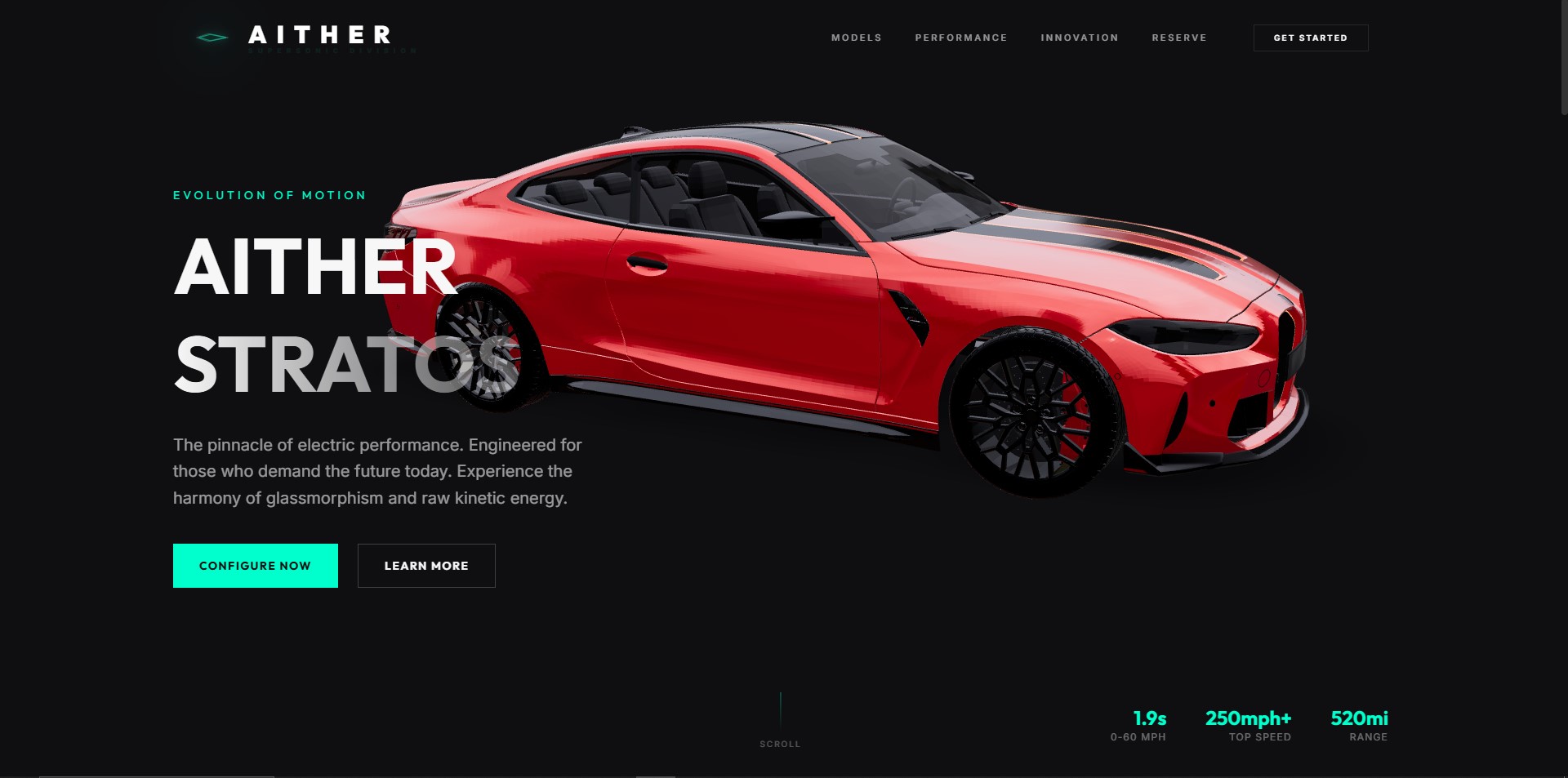 Aither Futuristic Car Website
